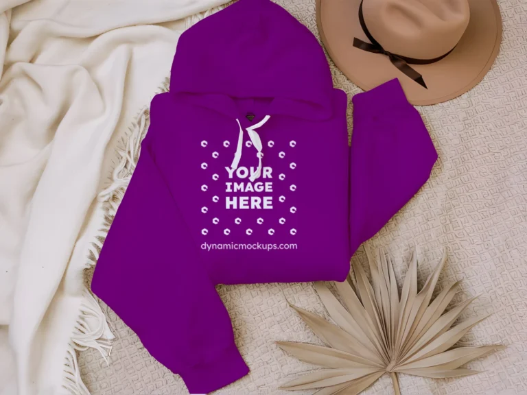 3D Wearing Purple Hoodie Mockup Front View Template
