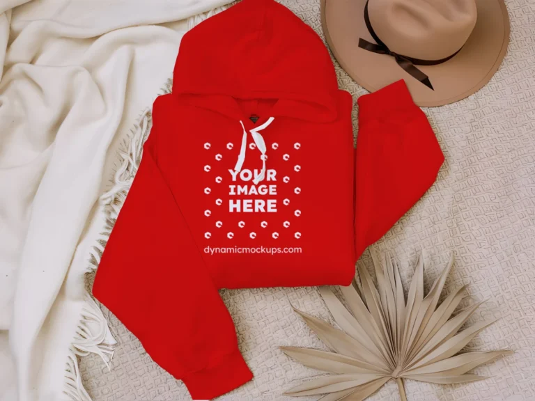 3D Wearing Red Hoodie Mockup Front View Template