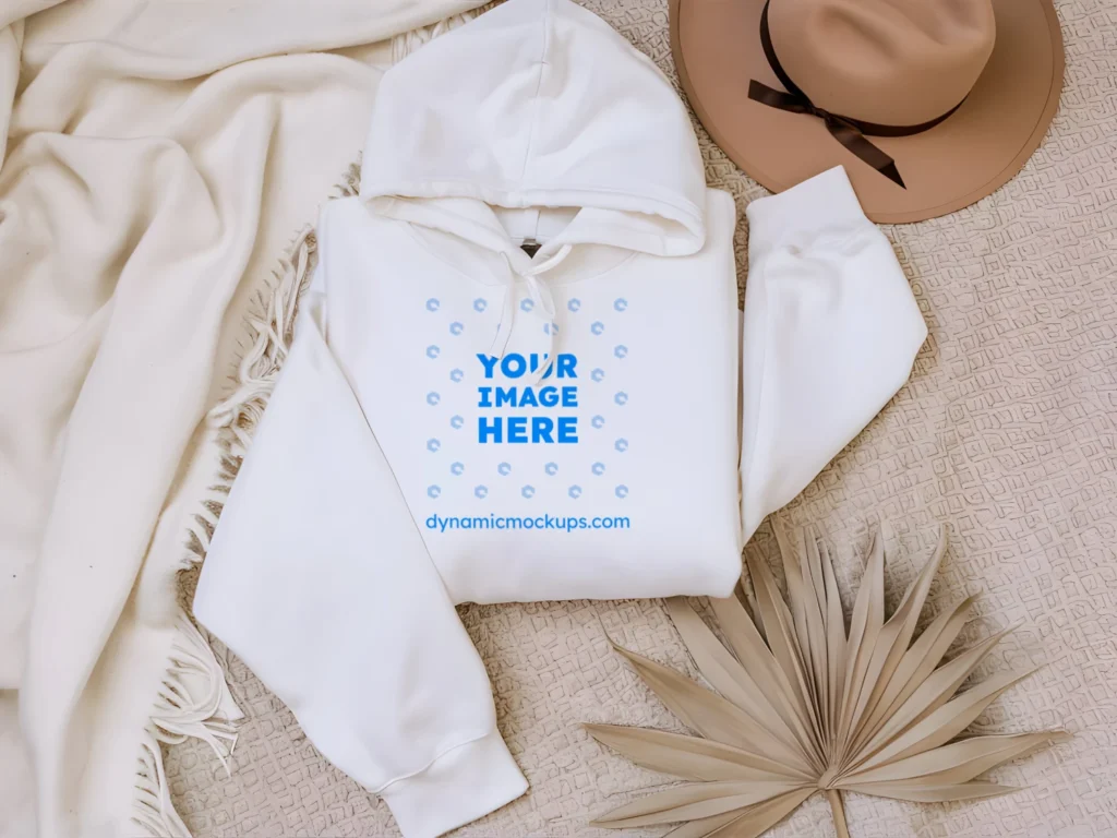 3D Wearing White Hoodie Mockup Front View Template