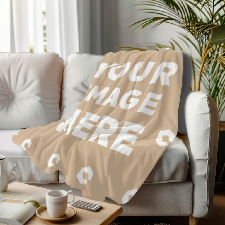 Beige Blanket Mockup Template