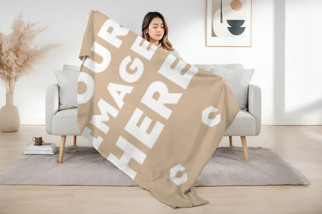 Beige Blanket Mockup Template