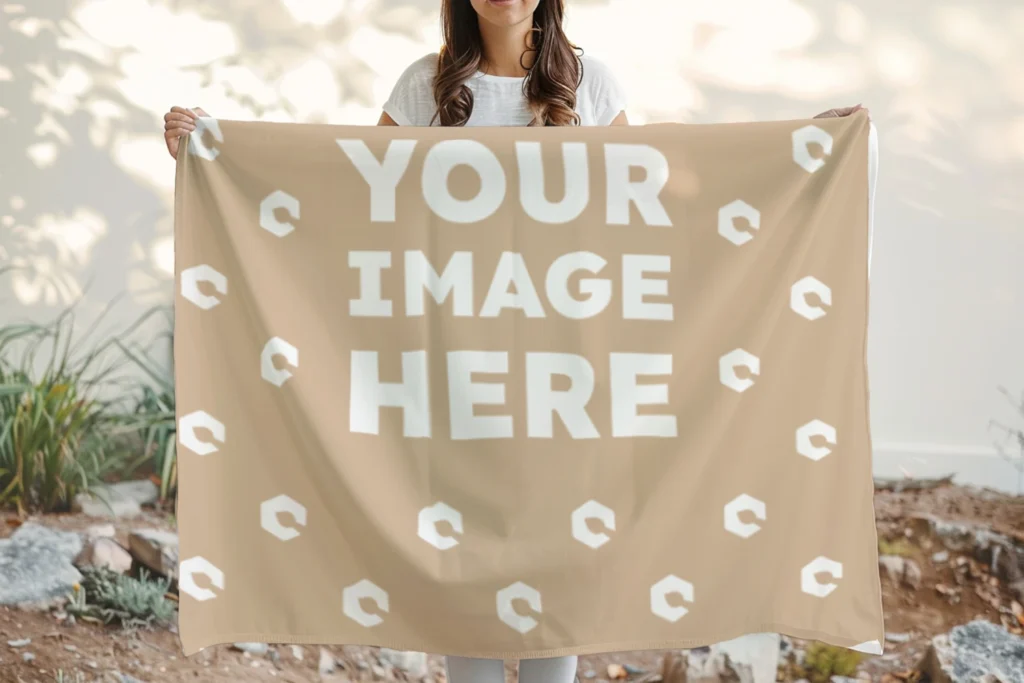 Beige Blanket Mockup Template