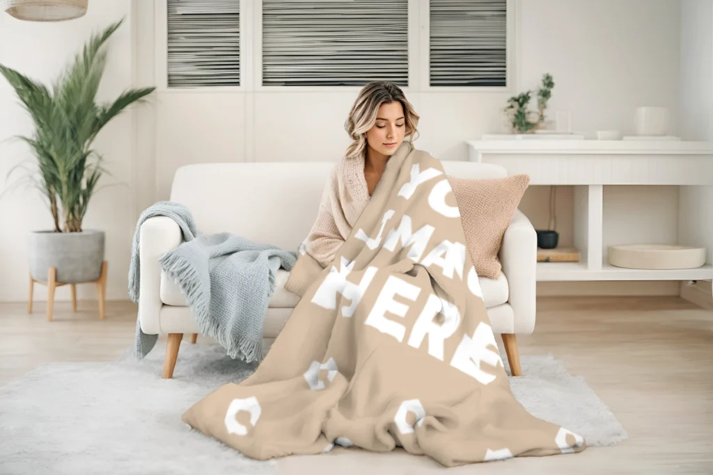 Beige Blanket Mockup Template