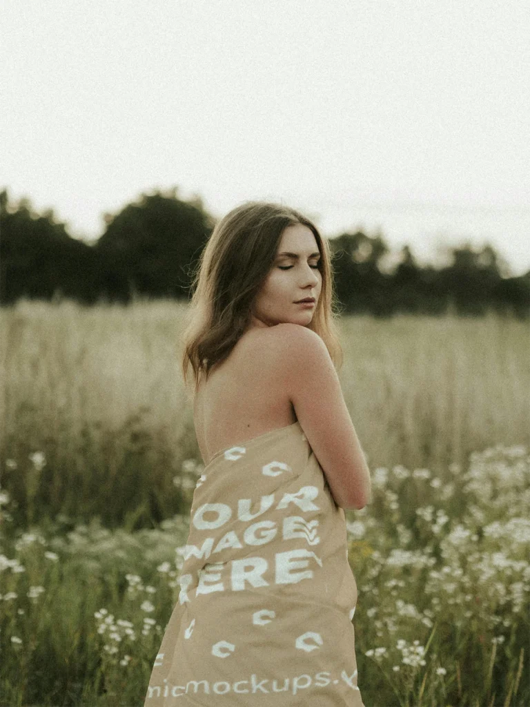Beige Blanket Mockup Template