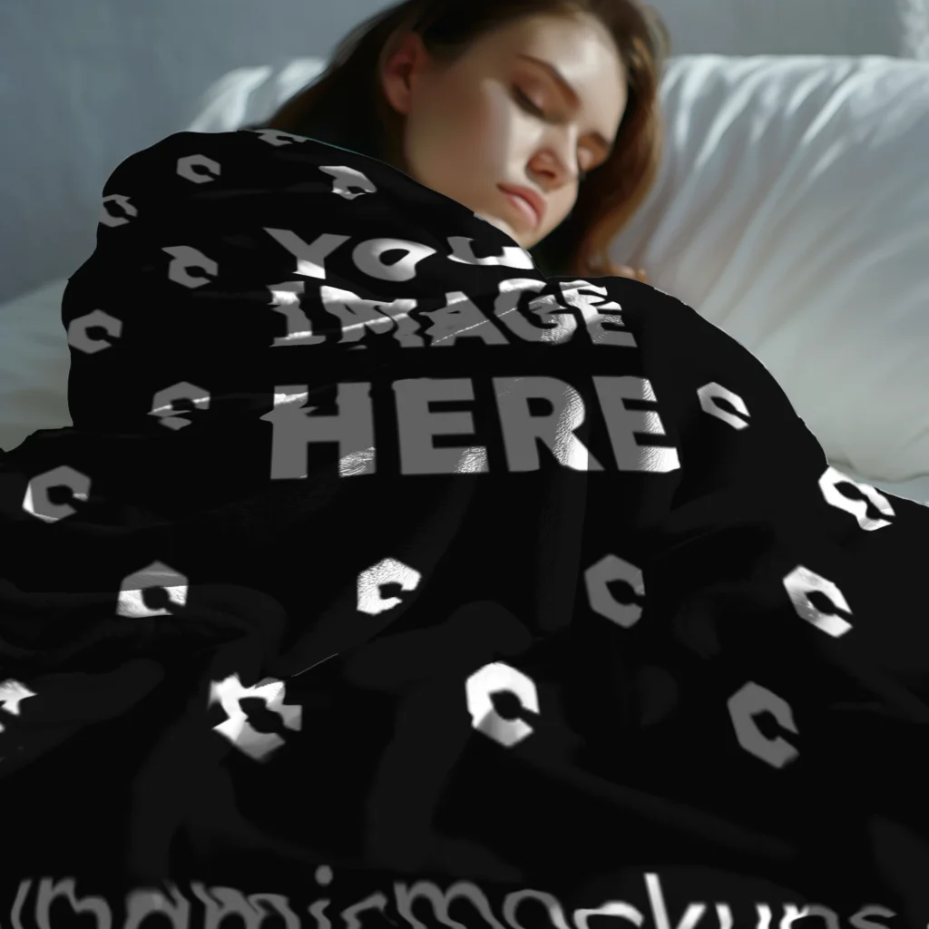 Black Blanket Mockup Template