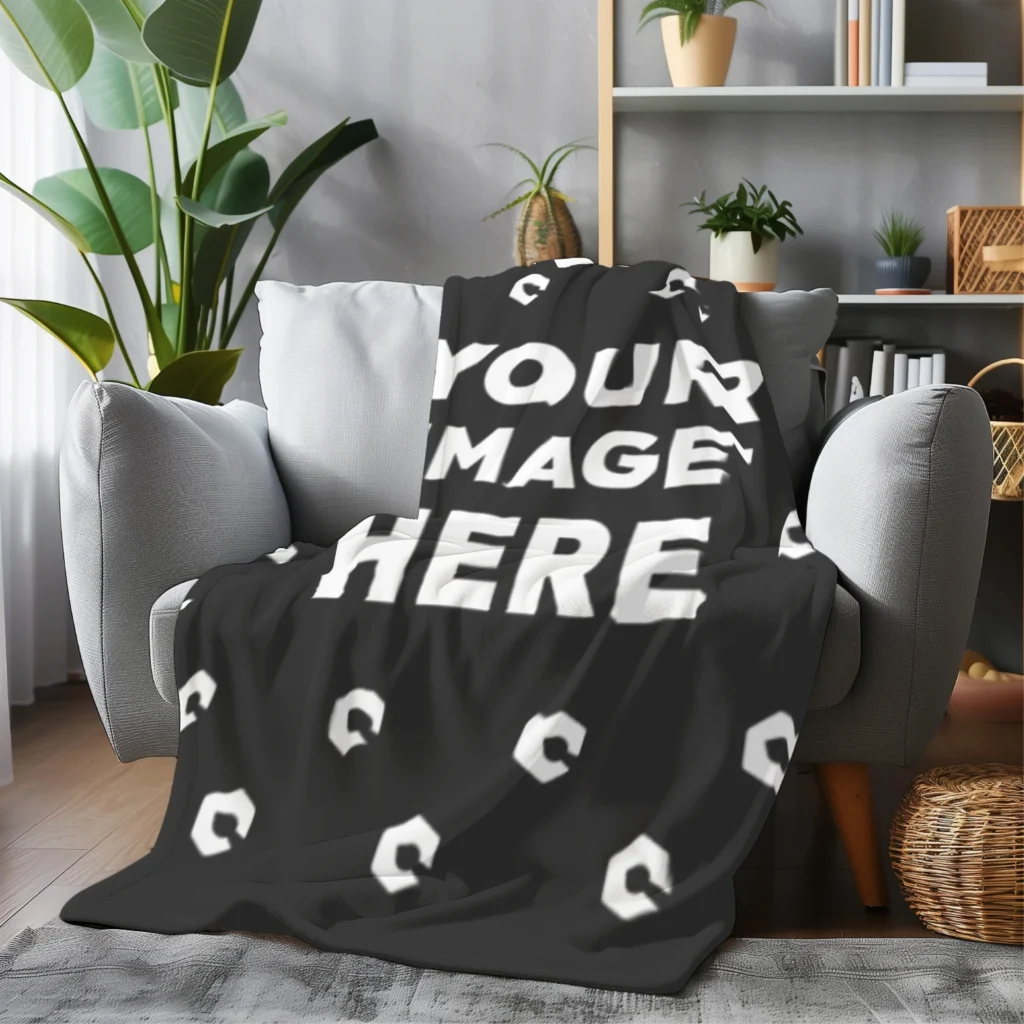 Black Blanket Mockup Template