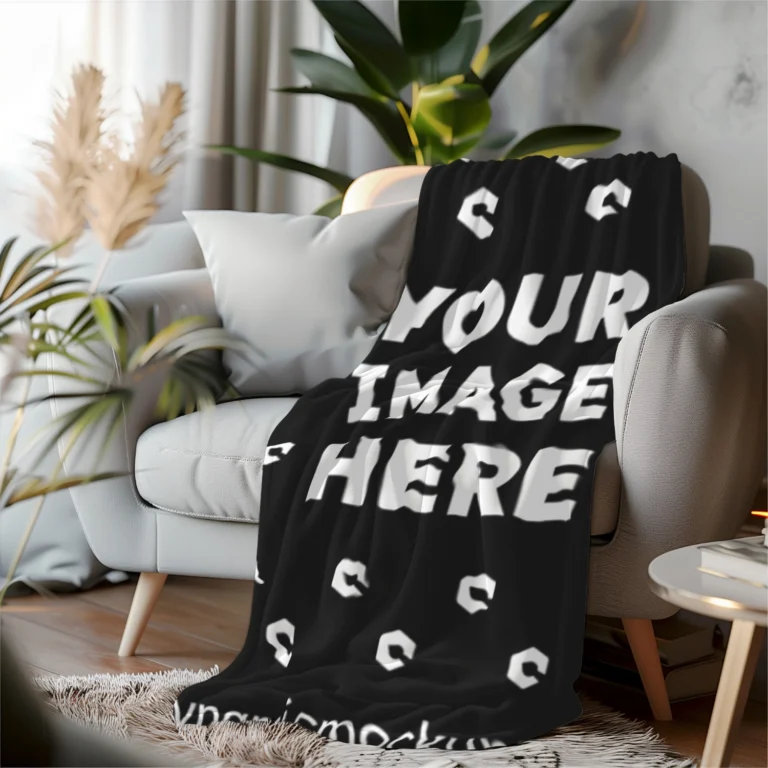 Black Blanket Mockup Template