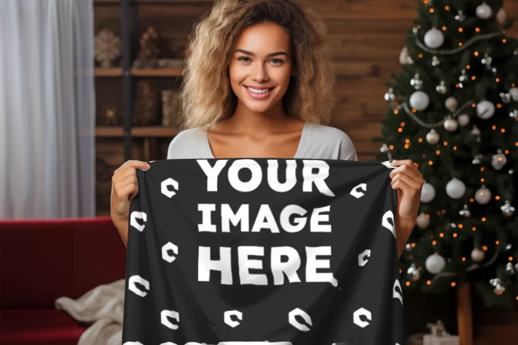 Black Blanket Mockup Template