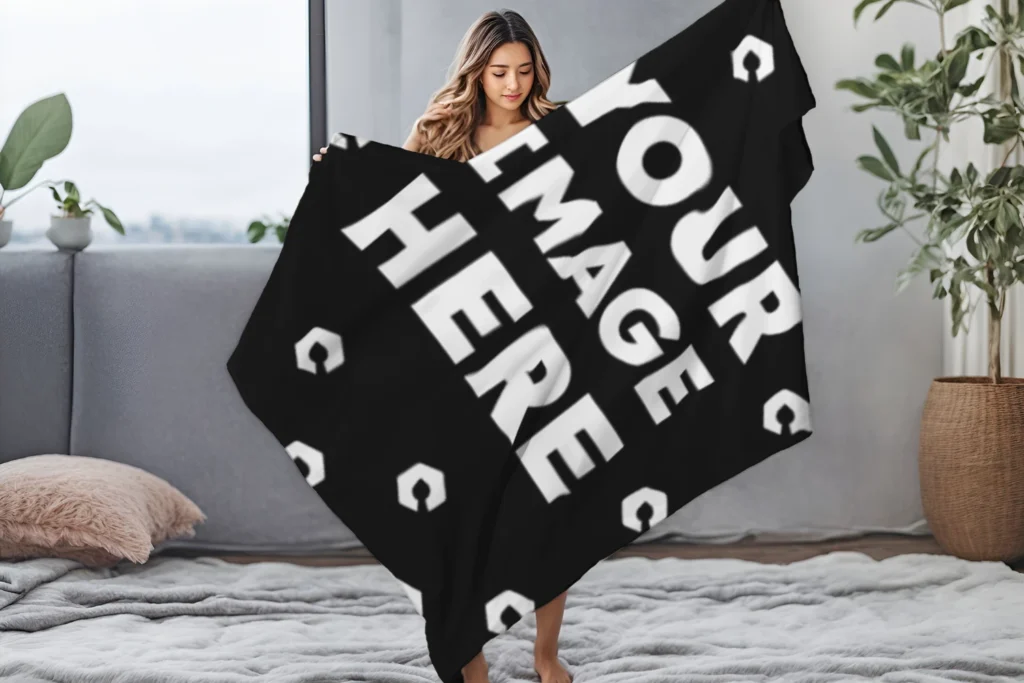 Black Blanket Mockup Template