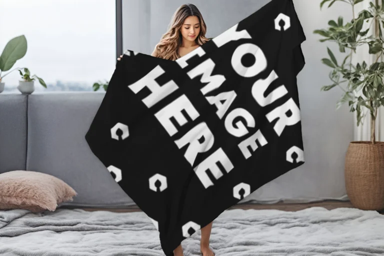 Black Blanket Mockup Template
