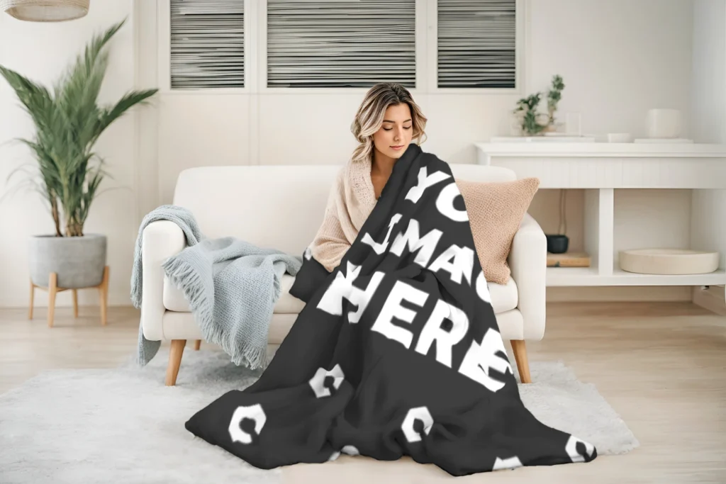 Black Blanket Mockup Template