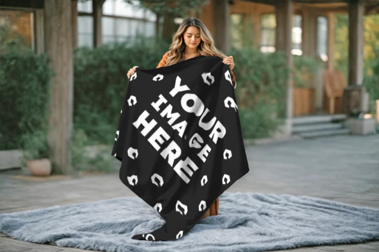 Black Blanket Mockup Template