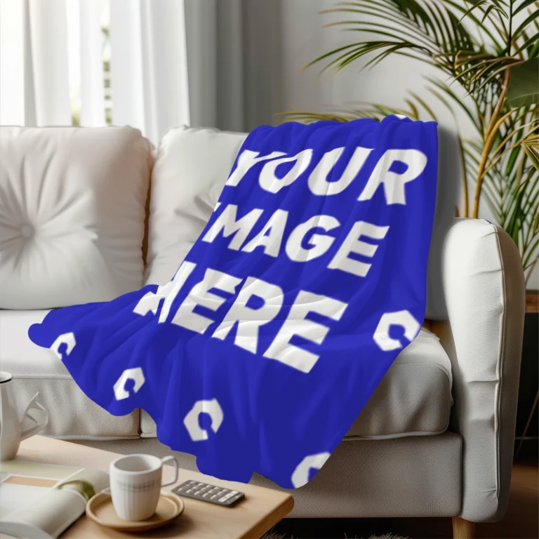 Blue Blanket Mockup Template