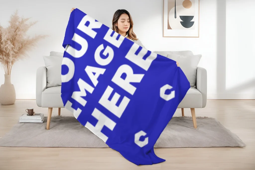 Blue Blanket Mockup Template