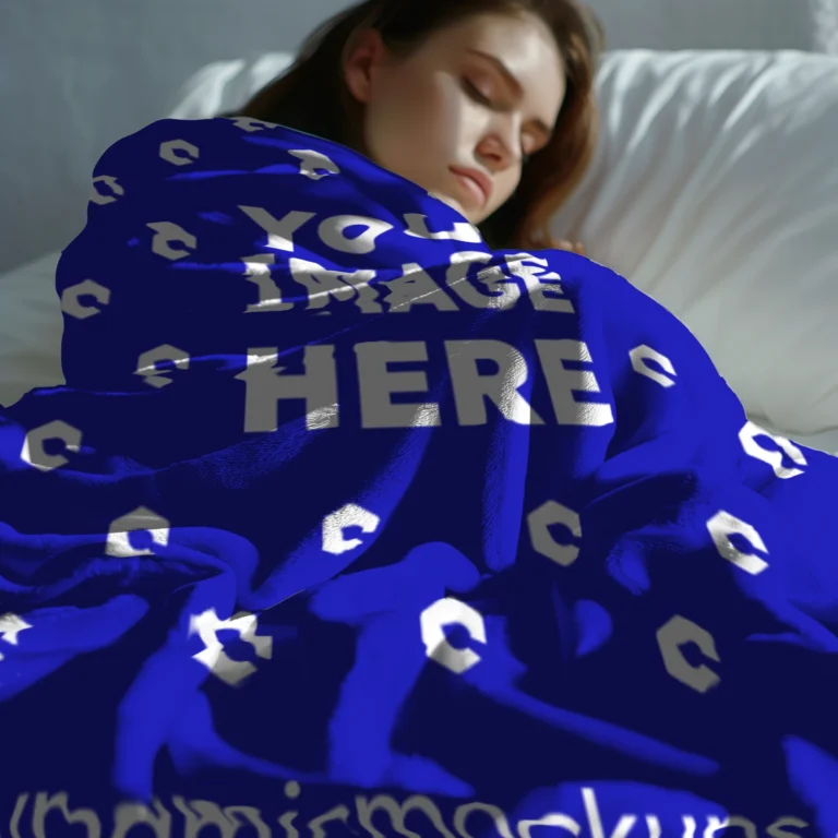 Blue Blanket Mockup Template