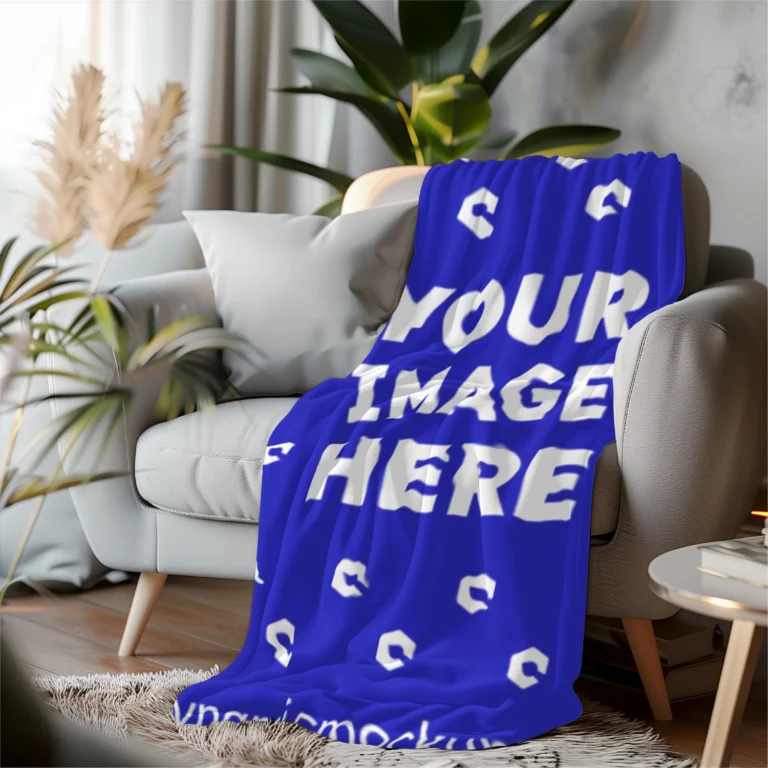 Blue Blanket Mockup Template