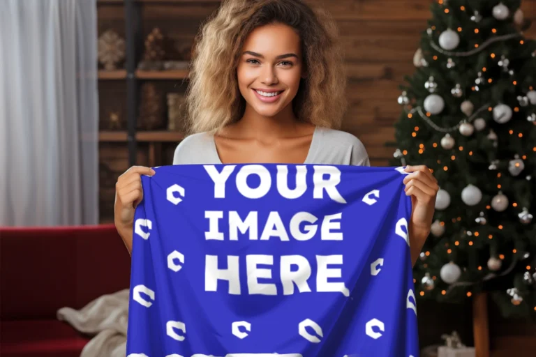 Blue Blanket Mockup Template