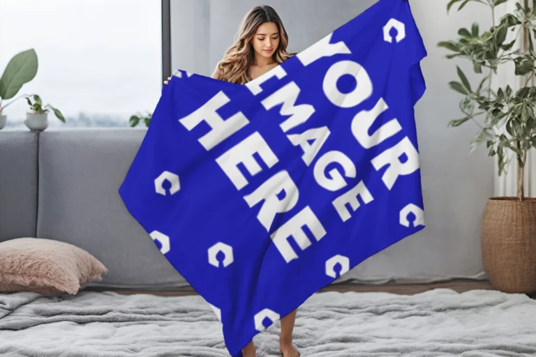Blue Blanket Mockup Template