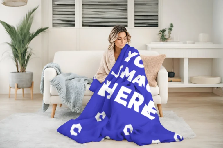 Blue Blanket Mockup Template