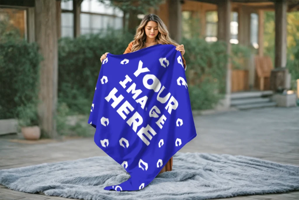 Blue Blanket Mockup Template