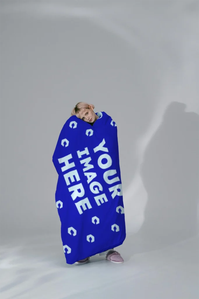 Blue Blanket Mockup Template