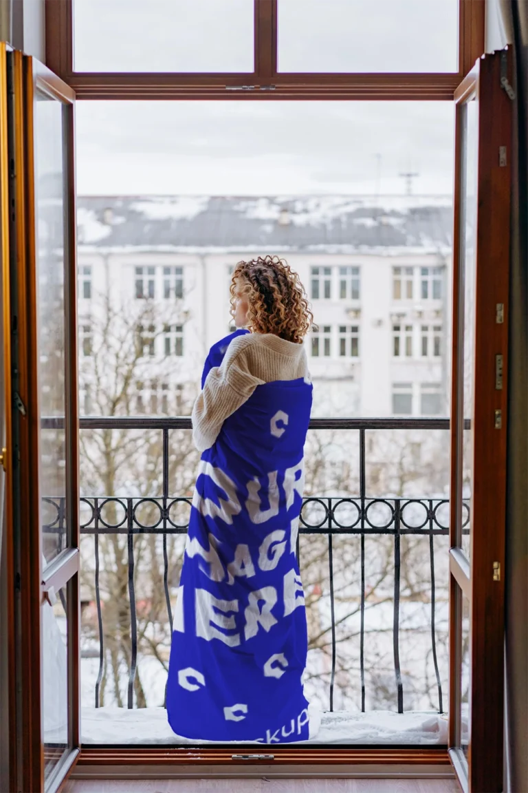 Blue Blanket Mockup Template