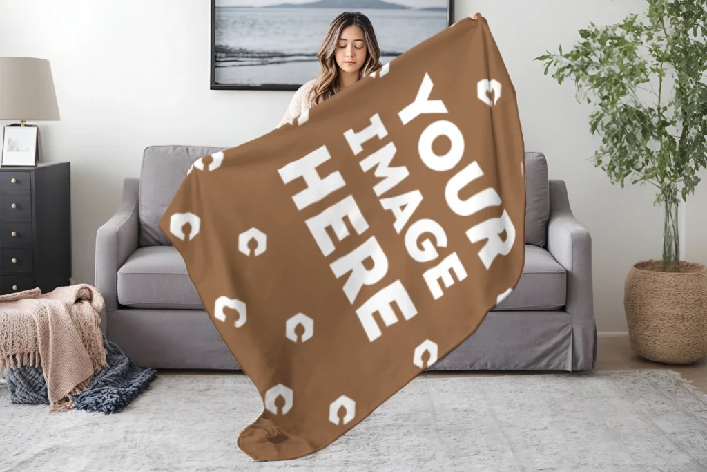 Brown Blanket Mockup Template