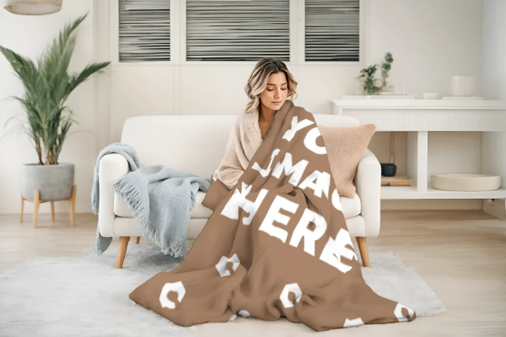 Brown Blanket Mockup Template