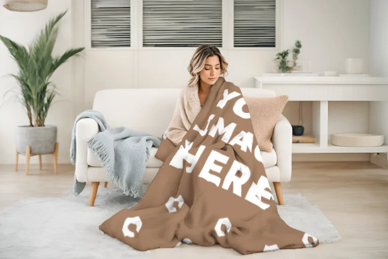 Brown Blanket Mockup Template