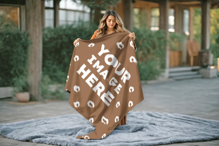 Brown Blanket Mockup Template