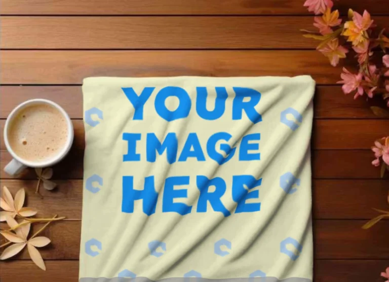 Cream Blanket Mockup Template