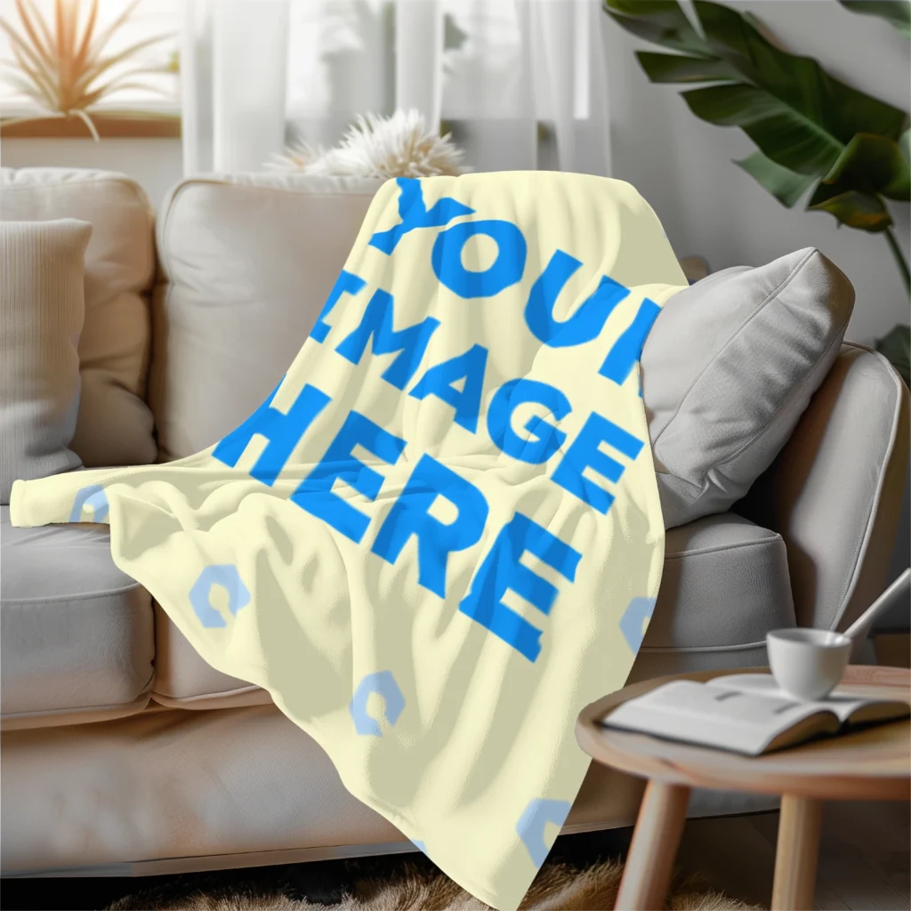 Cream Blanket Mockup Template