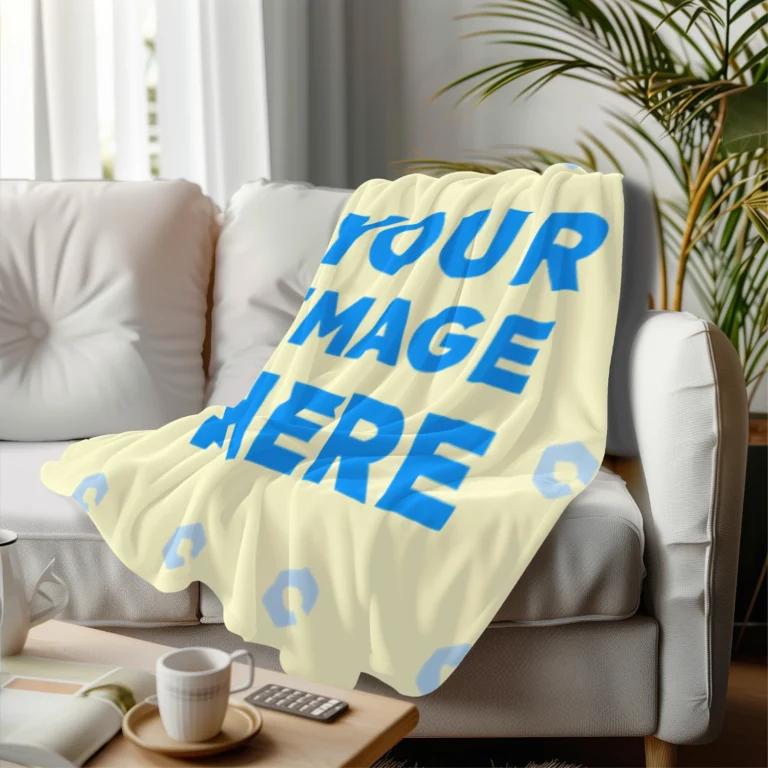 Cream Blanket Mockup Template