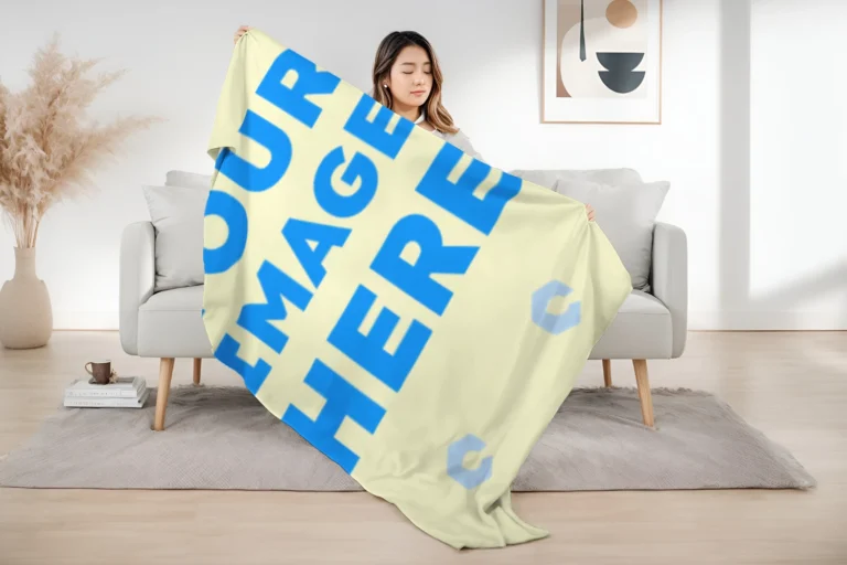 Cream Blanket Mockup Template