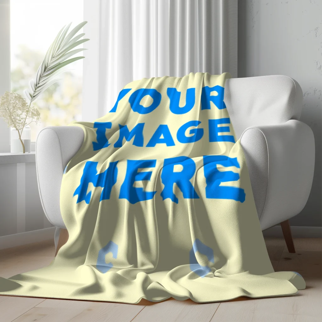 Cream Blanket Mockup Template