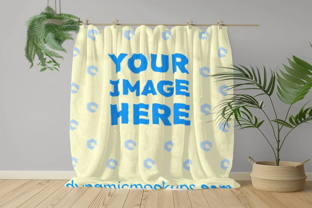 Cream Blanket Mockup Template
