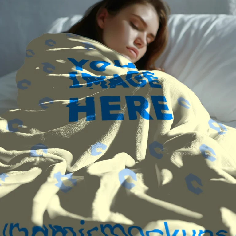 Cream Blanket Mockup Template