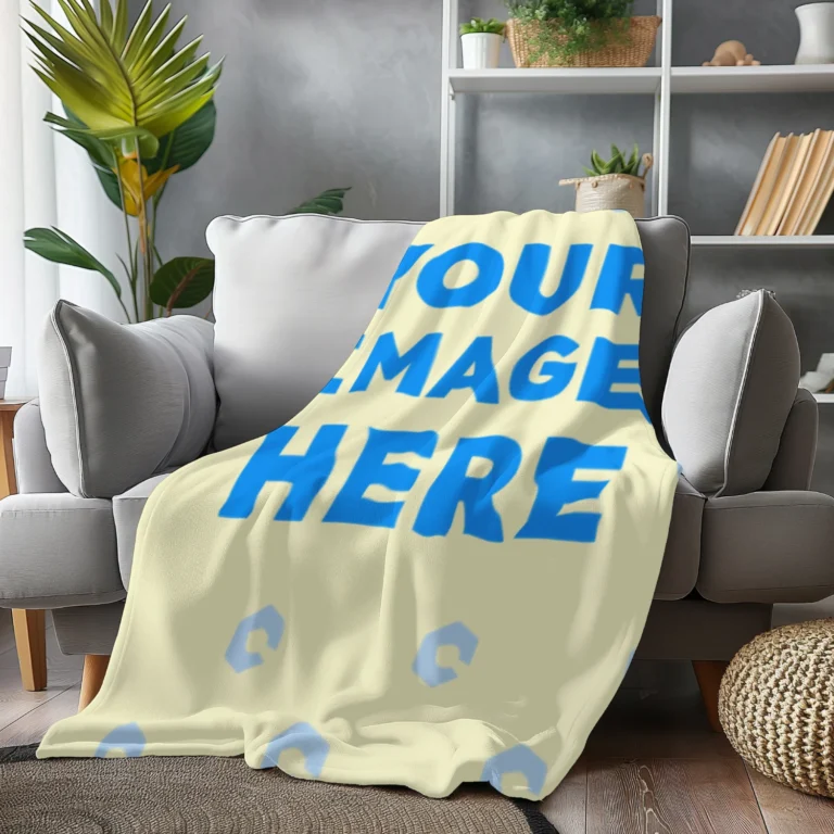 Cream Blanket Mockup Template