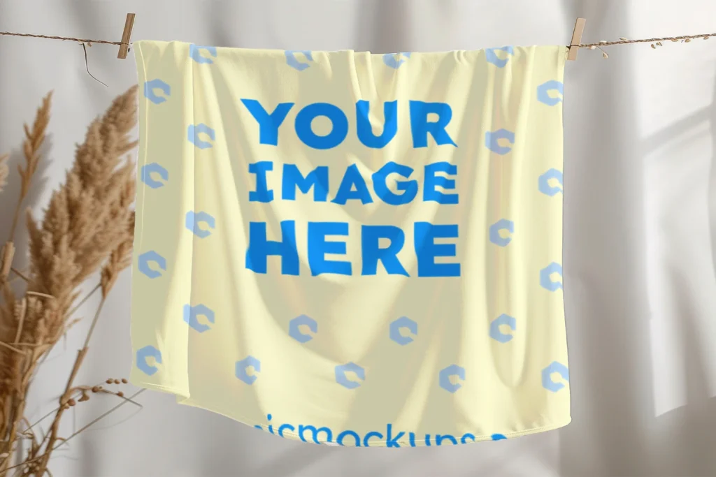 Cream Blanket Mockup Template