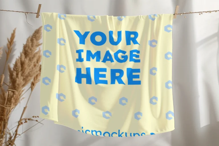 Cream Blanket Mockup Template