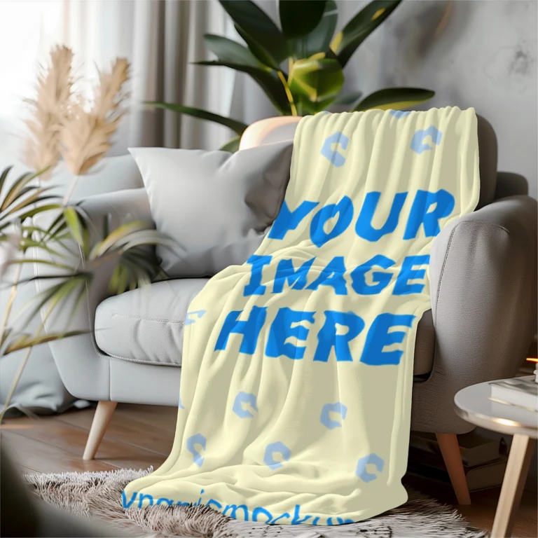 Cream Blanket Mockup Template