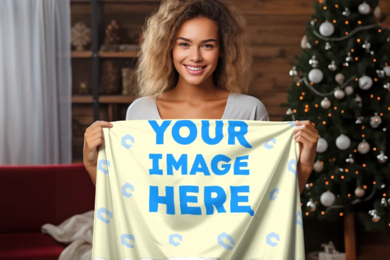 Cream Blanket Mockup Template