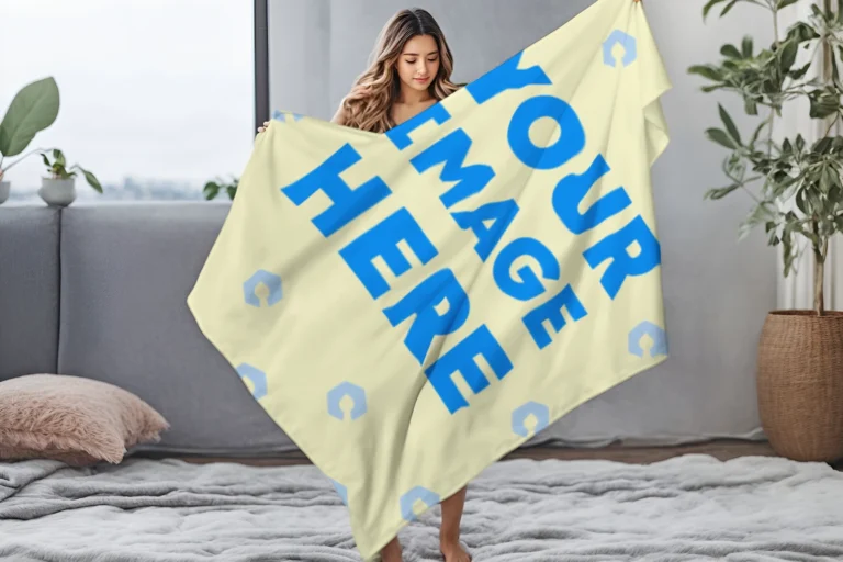 Cream Blanket Mockup Template