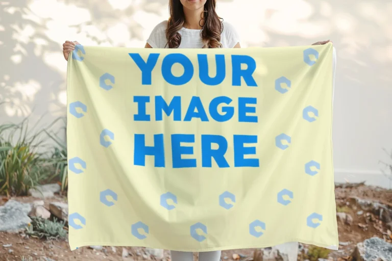 Cream Blanket Mockup Template