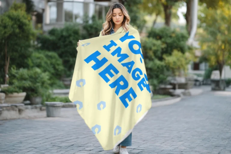 Cream Blanket Mockup Template