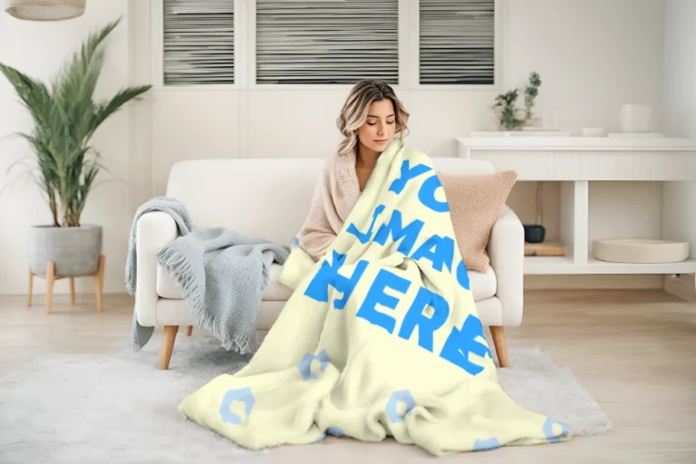 Cream Blanket Mockup Template