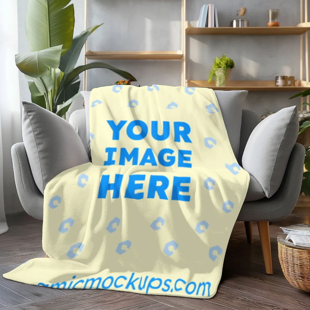 Cream Blanket Mockup Template