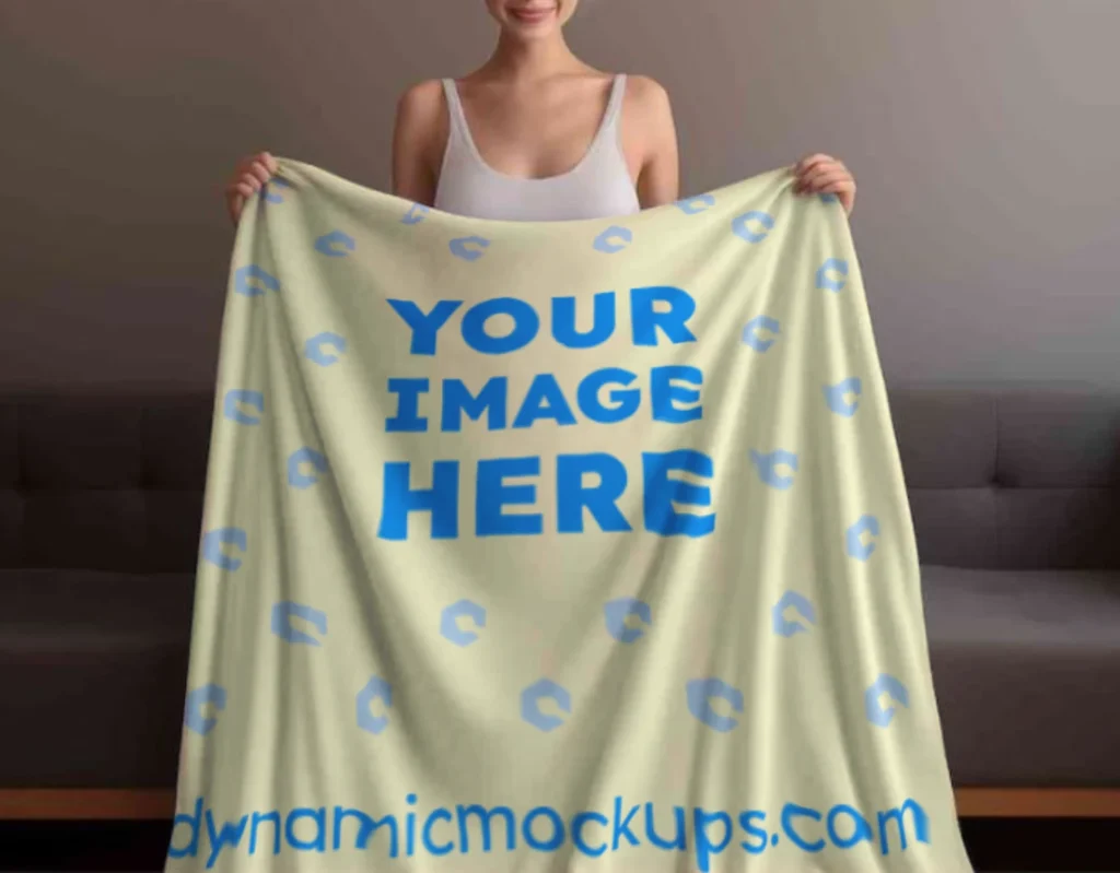 Cream Blanket Mockup Template