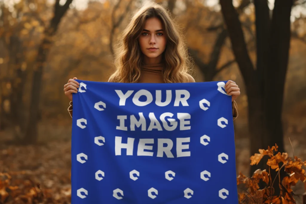 Dark Blue Blanket Mockup Template