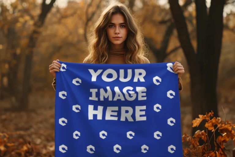 Dark Blue Blanket Mockup Template